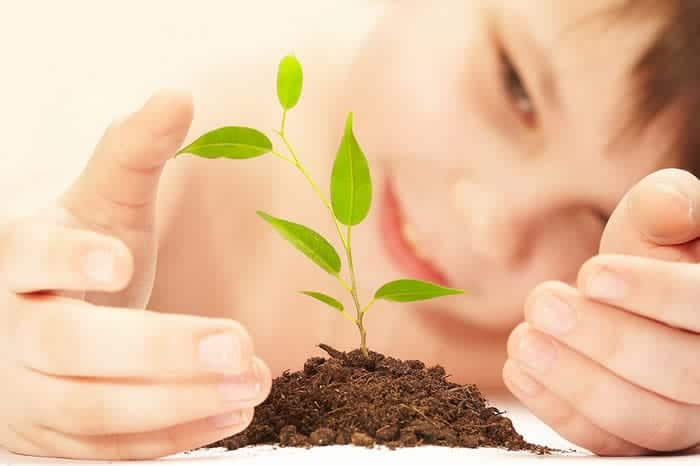 Photo of children planting seeds of peace